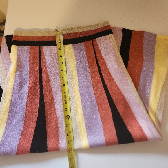 Anthropologie Laia Pink Purple Stripe Midi Knit Swing Skirt Size Small Mod Artsy - Picture 11 of 12